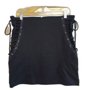 Goth Side Lace Up Mini Skirt Stretchy Size 8 Corset Witchy Grunge Punk Fetish